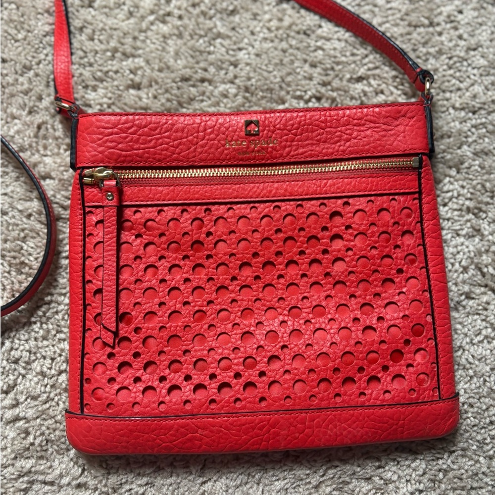 Kate Spade Women Perri Lane Bubbles leather Messenger Crossbody Bag Coral Pink